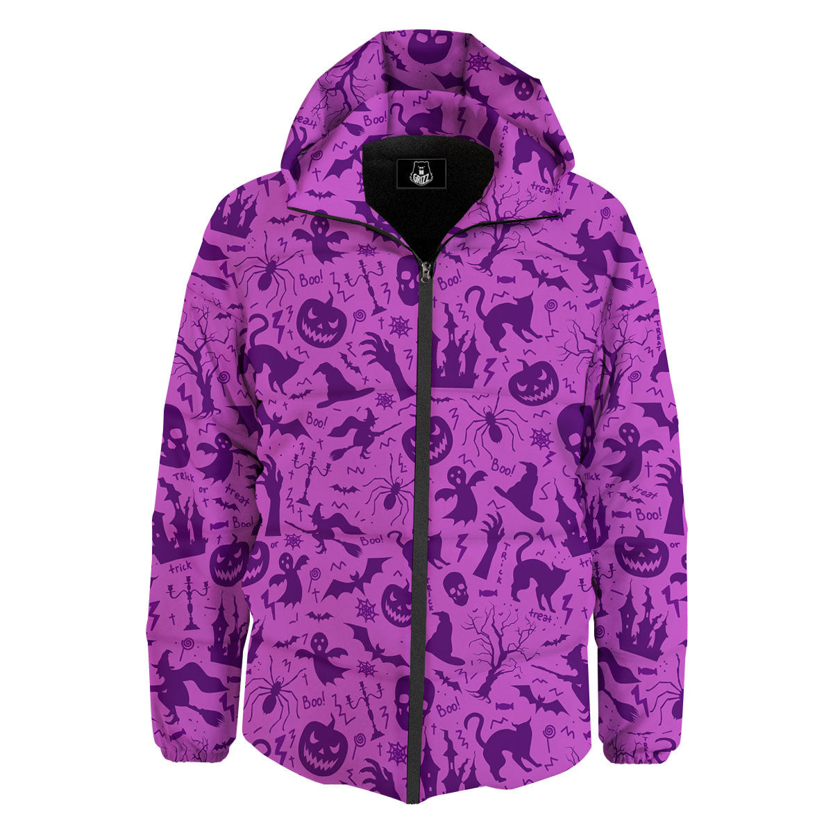 Halloween Purple Print Pattern Down Jacket-grizzshop
