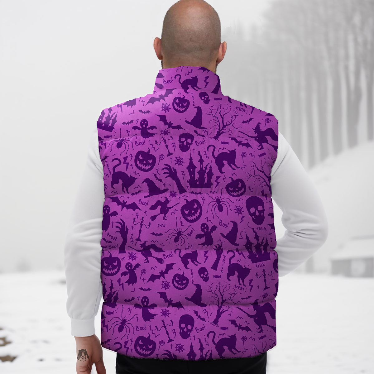 Halloween Purple Print Pattern Down Vest