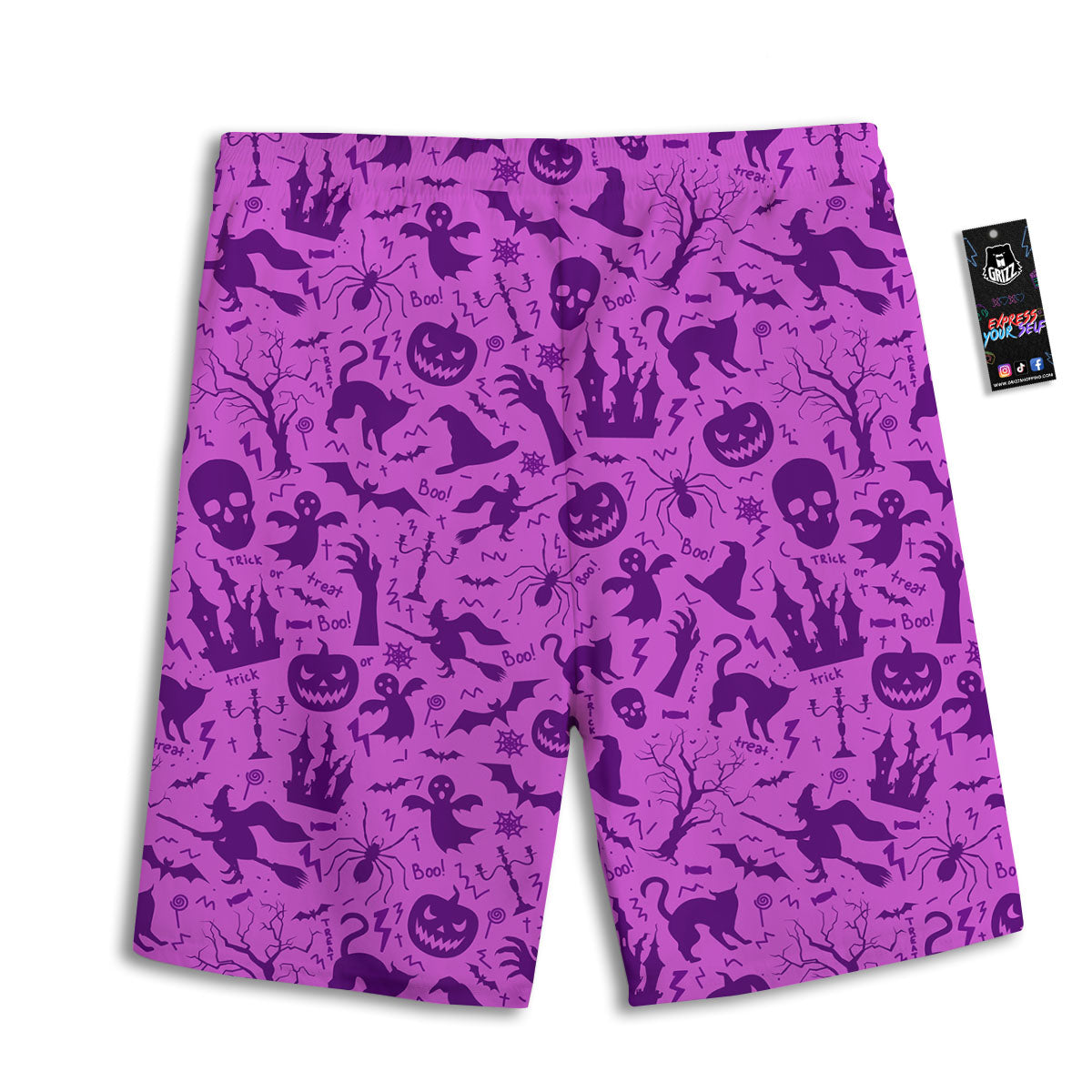 Halloween Purple Print Pattern Men's Athletic Shorts