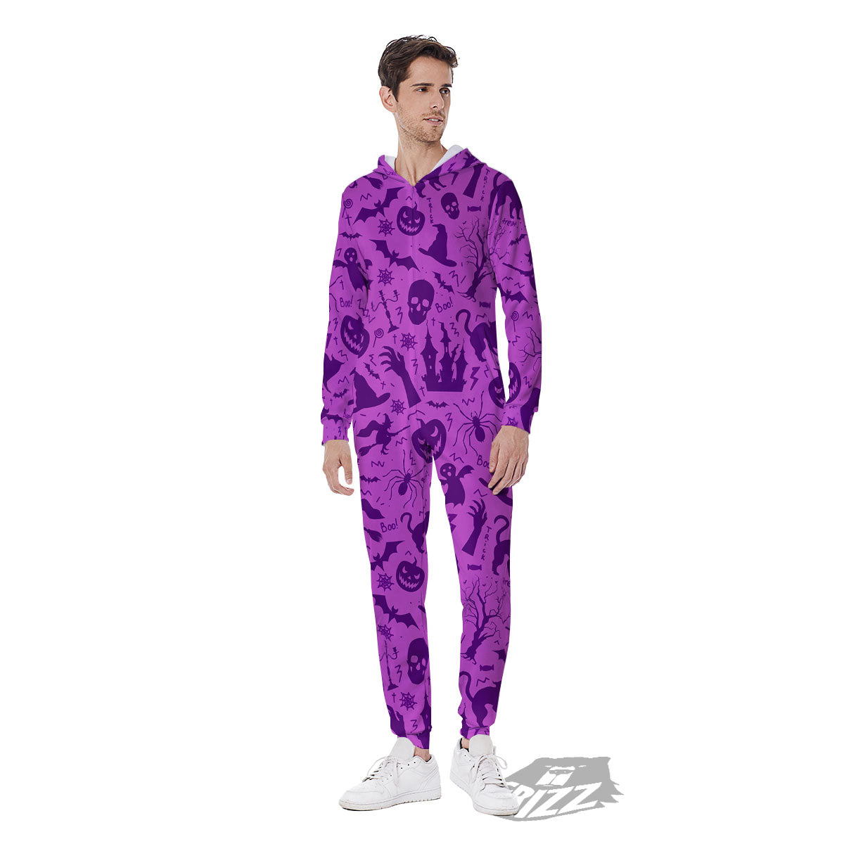 Halloween Purple Print Pattern Men's Jumpsuit-grizzshop