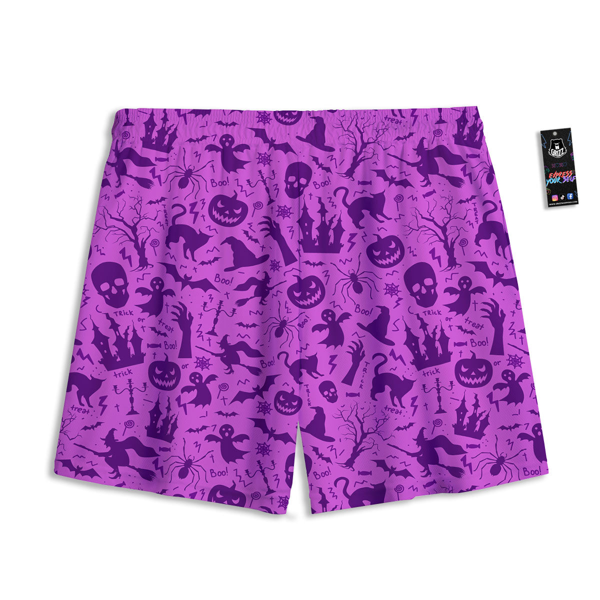 Halloween Purple Print Pattern Mesh Shorts