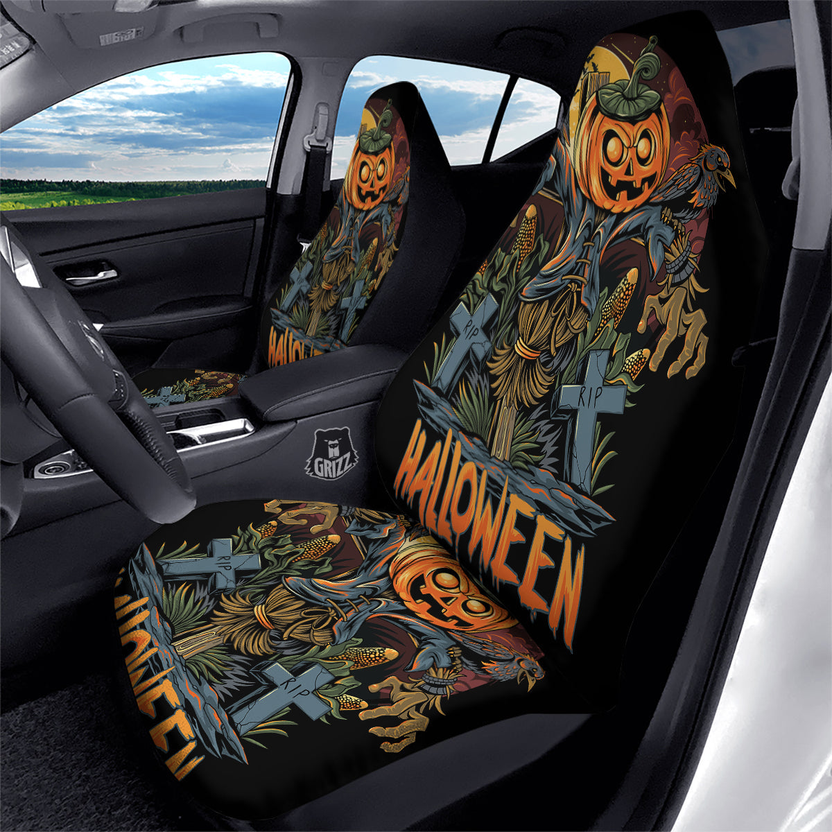 Halloween Scarecrow Print Car Seat Covers-grizzshop