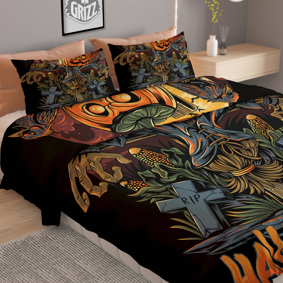 Halloween Scarecrow Print Duvet Cover Bedding Set