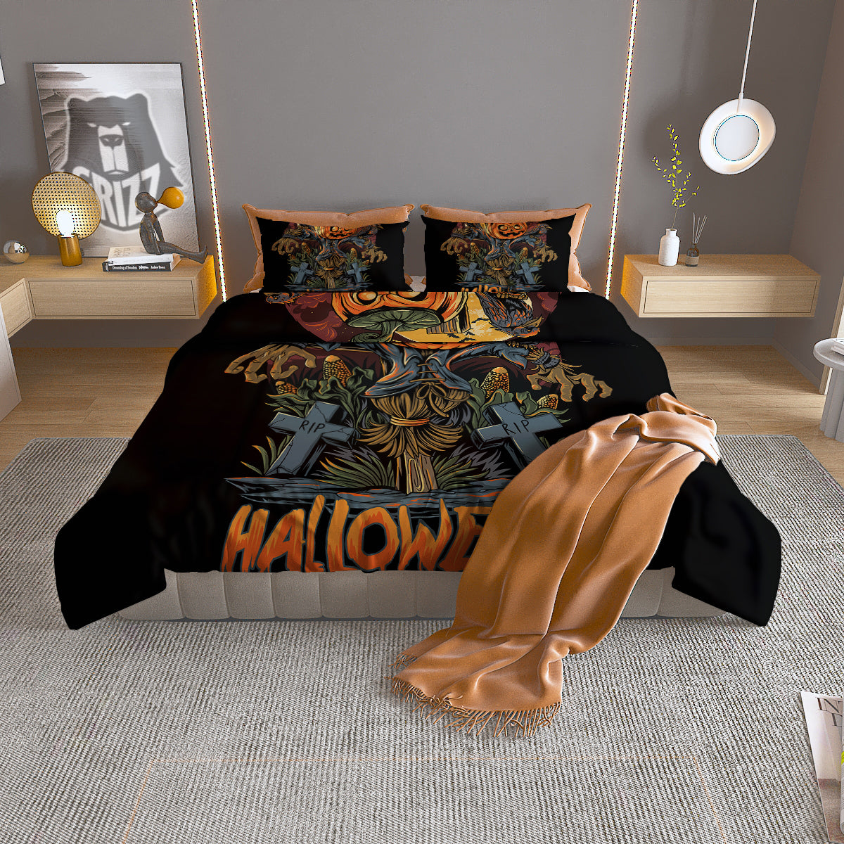 Halloween Scarecrow Print Duvet Cover Bedding Set
