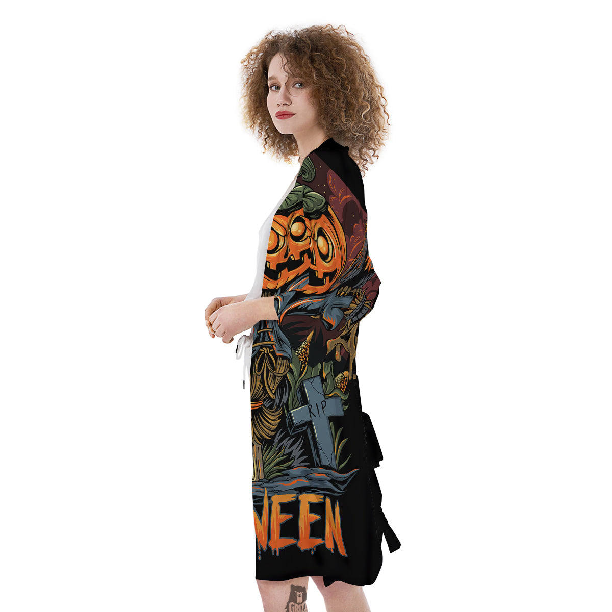 Halloween Scarecrow Print Kimono-grizzshop