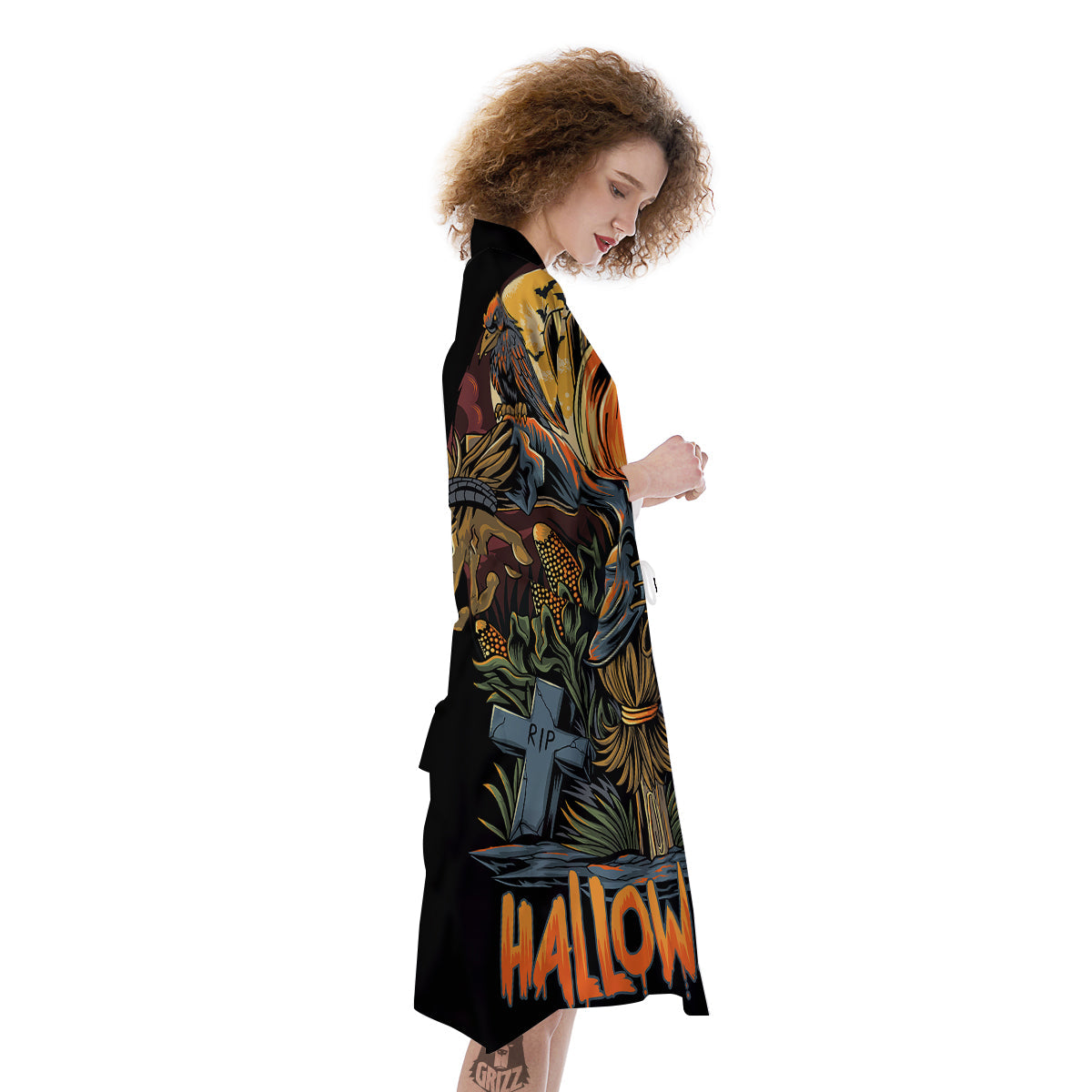 Halloween Scarecrow Print Kimono-grizzshop