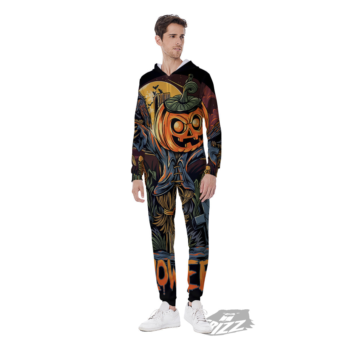 Halloween Scarecrow Print Men's Jumpsuit-grizzshop