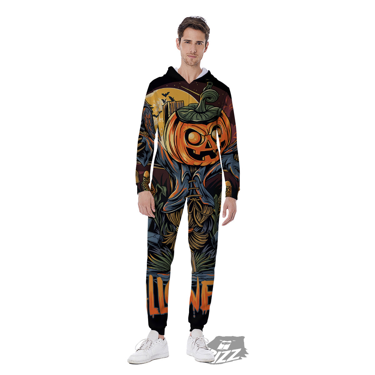 Halloween Scarecrow Print Men's Jumpsuit-grizzshop
