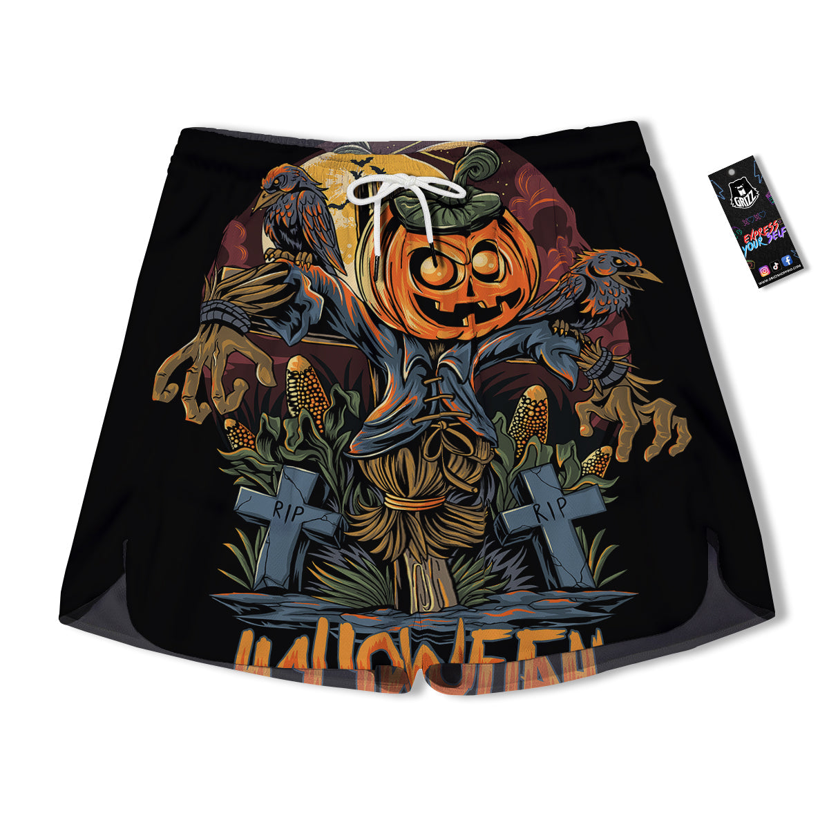 Halloween Scarecrow Print Men's Running Shorts-grizzshop