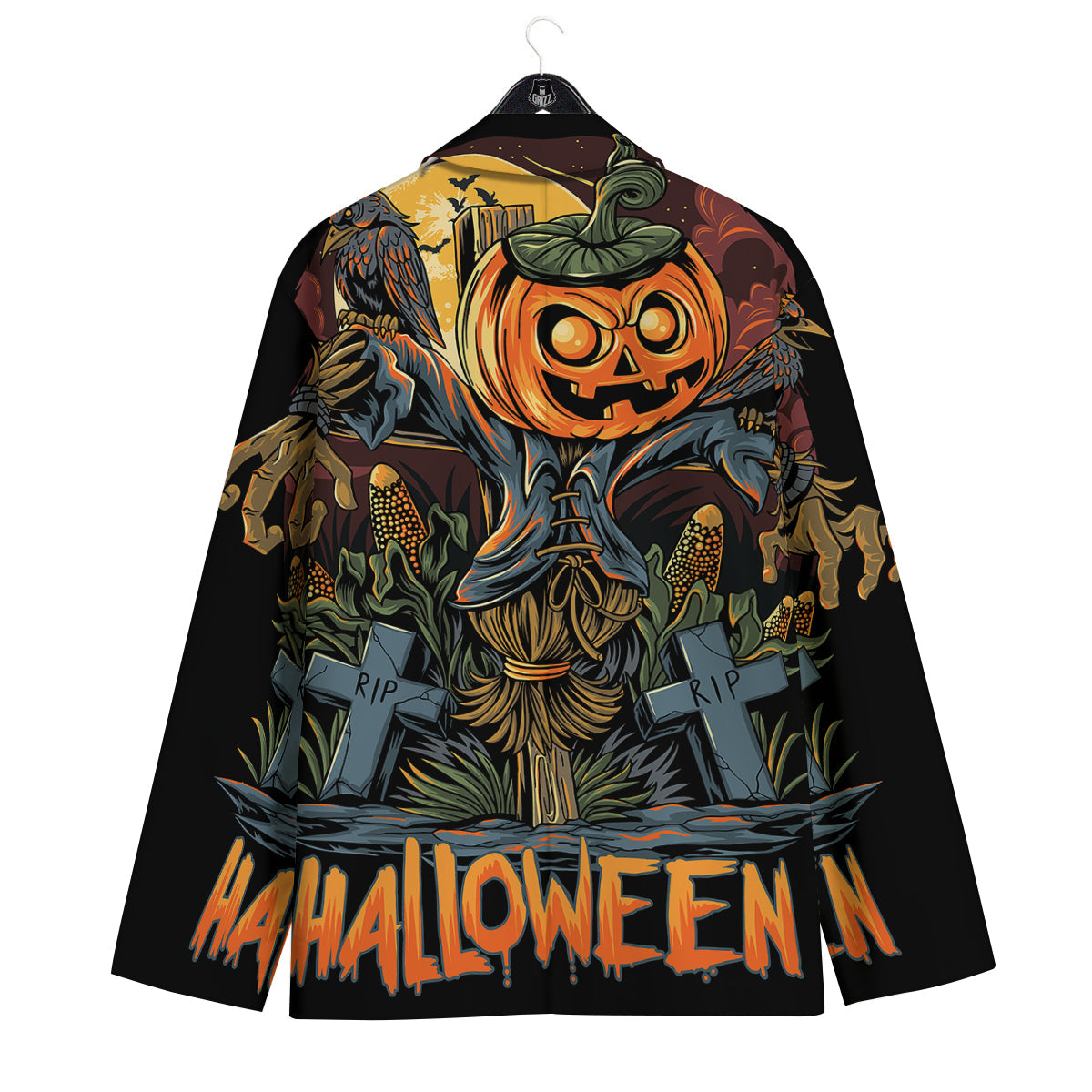 Halloween Scarecrow Print Men's Sport Coat-grizzshop