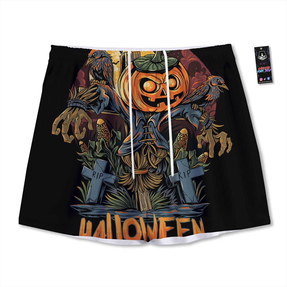 Lunar Phase Galaxy Print Mesh Shorts