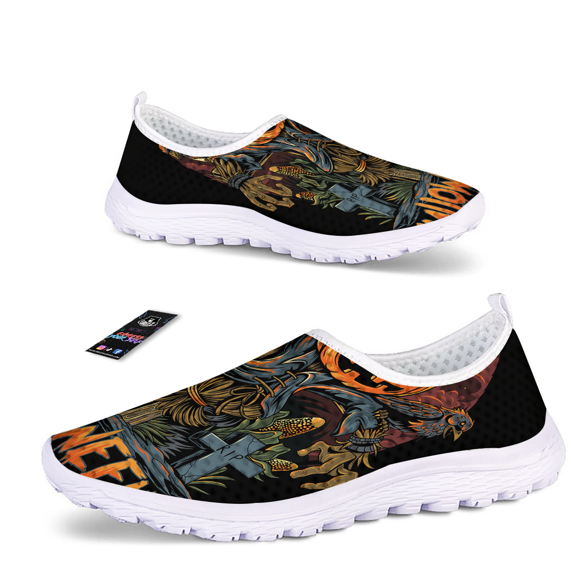 Halloween Scarecrow Print Nurse Shoes-grizzshop