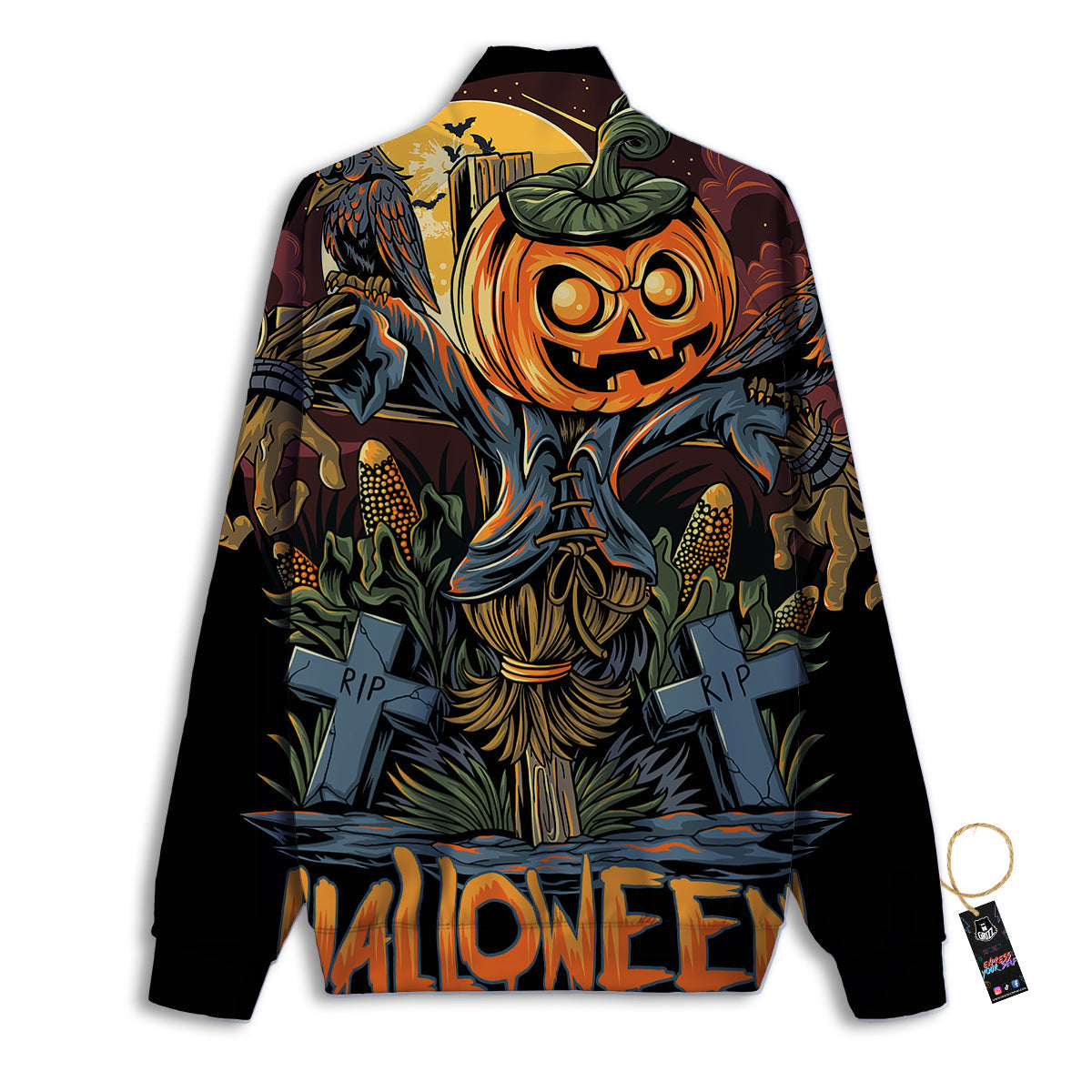 Halloween Scarecrow Print Track Jacket-grizzshop