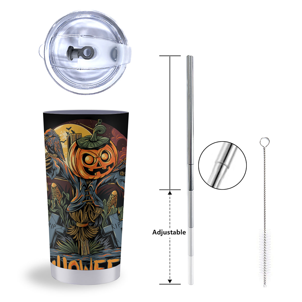 Halloween Scarecrow Print Tumbler-grizzshop