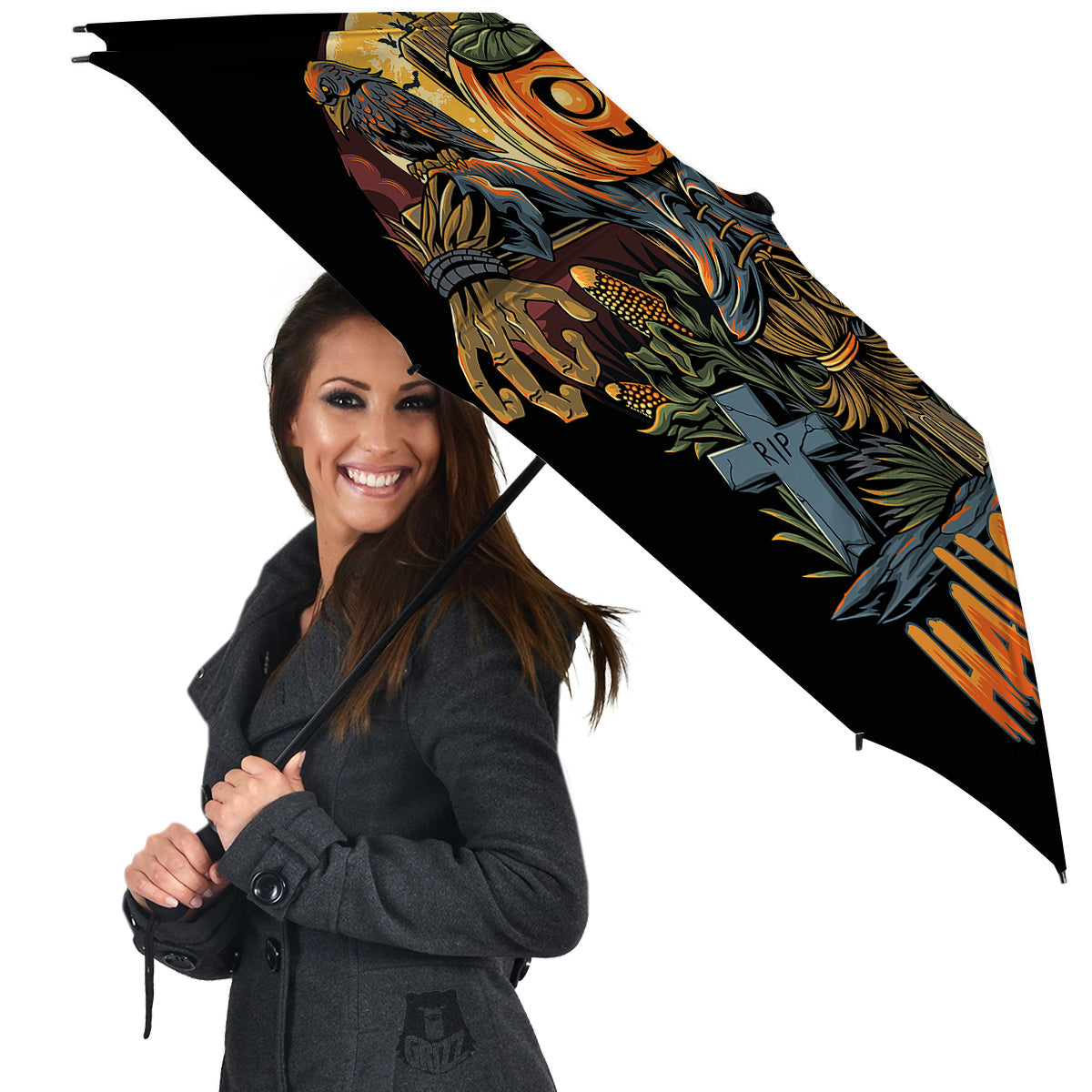 Halloween Scarecrow Print Umbrella-grizzshop