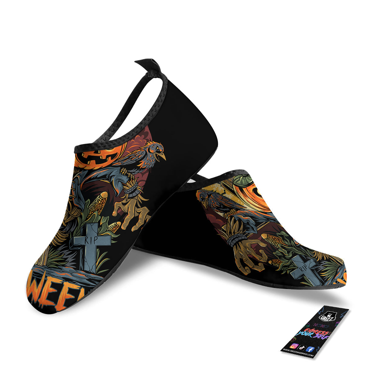 Halloween Scarecrow Print Water Shoes-grizzshop