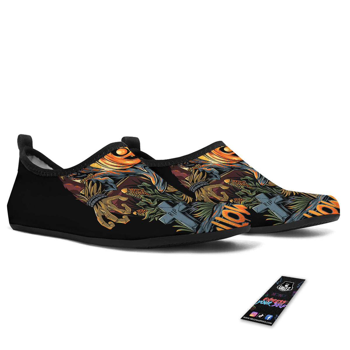 Halloween Scarecrow Print Water Shoes-grizzshop