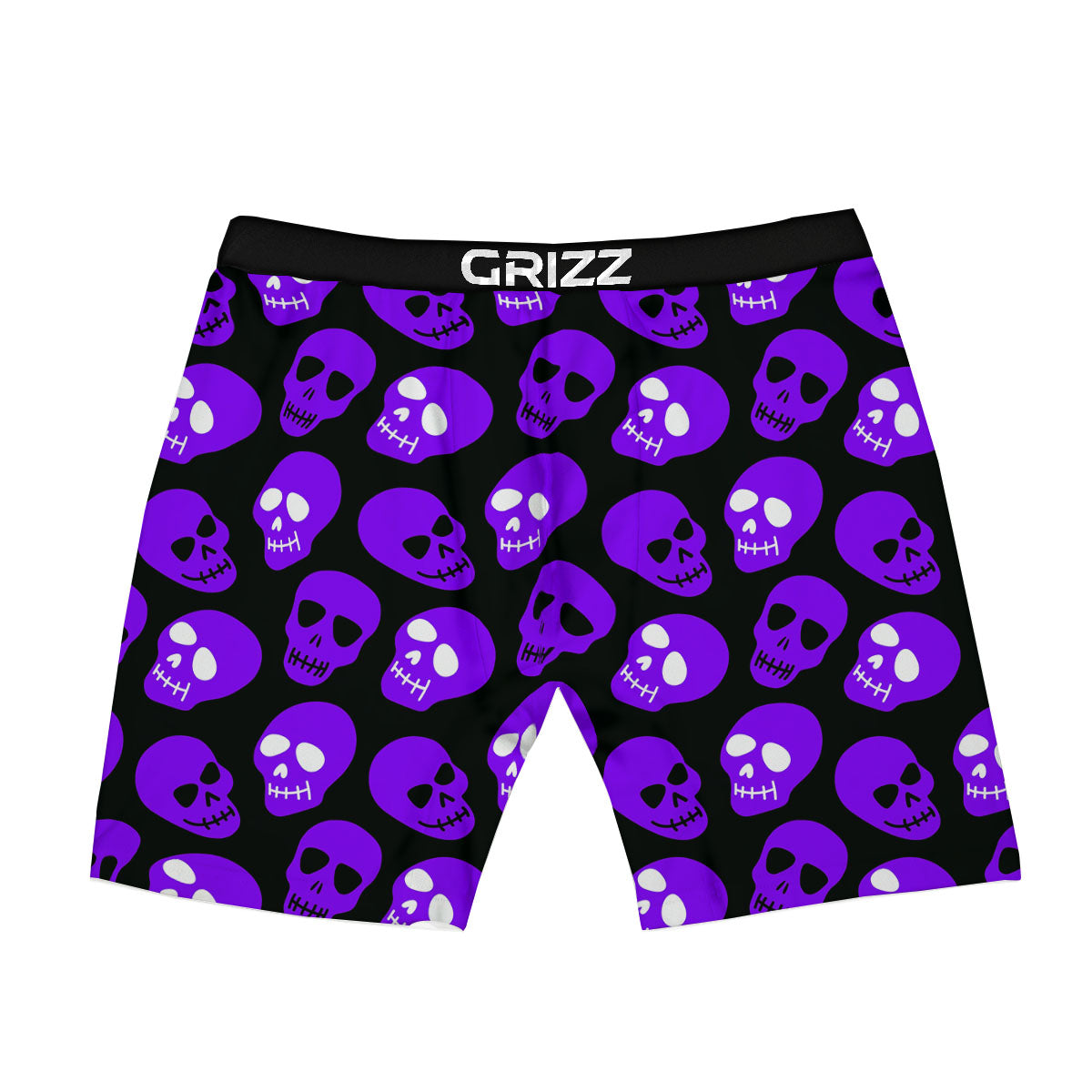 Halloween Skull Black And Purple Print Boxer Briefs-grizzshop