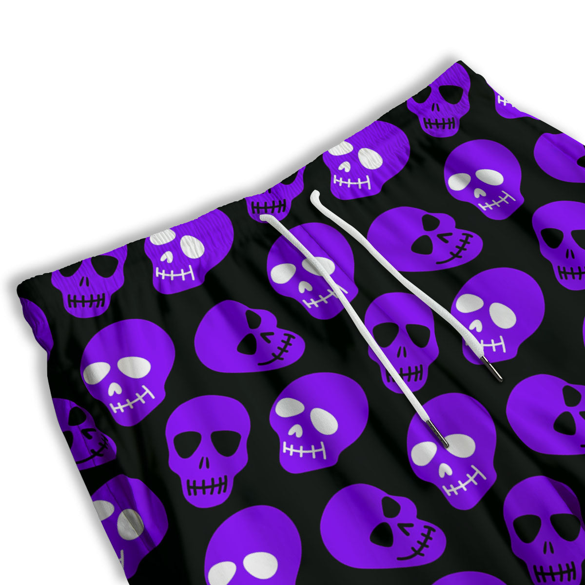 Halloween Skull Black And Purple Print Men's Athletic Shorts