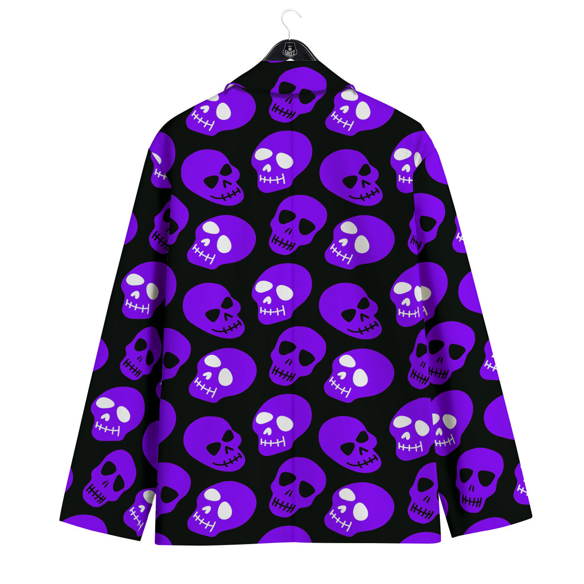 Halloween Skull Black And Purple Print Men's Sport Coat-grizzshop