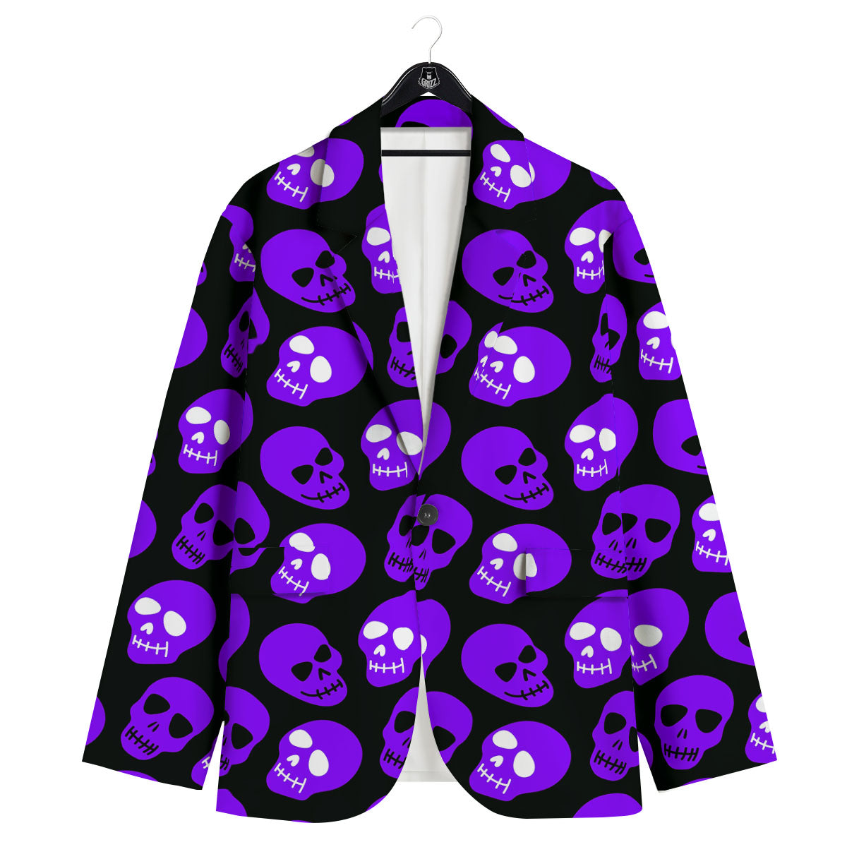 Halloween Skull Black And Purple Print Men's Sport Coat-grizzshop