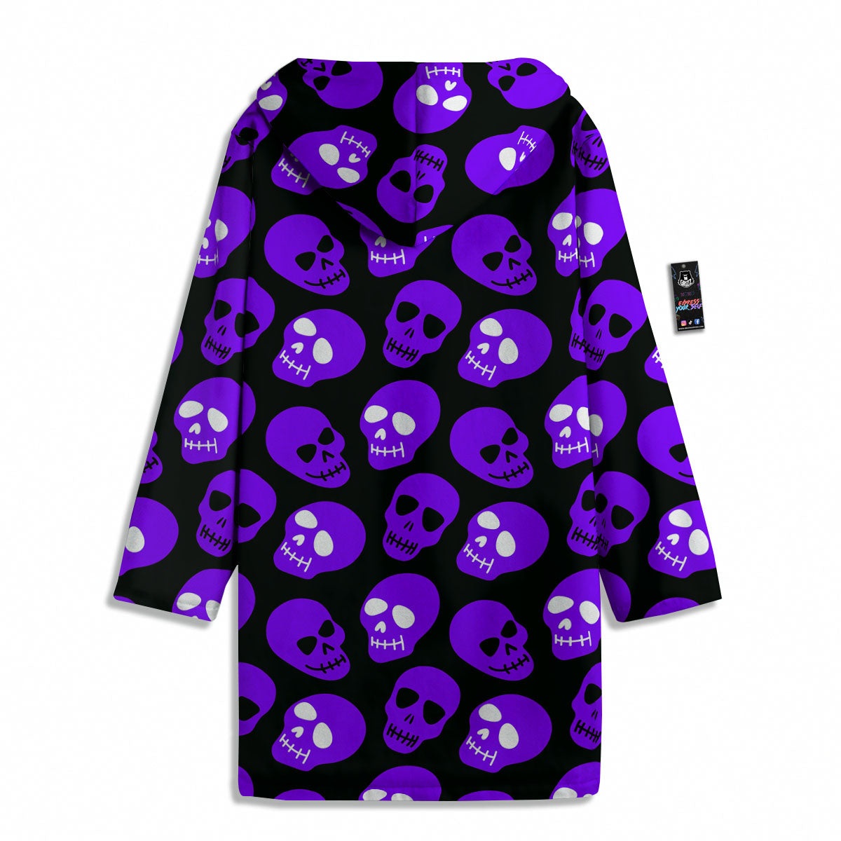 Halloween Skull Black And Purple Print Men's Windbreaker Jacket-grizzshop