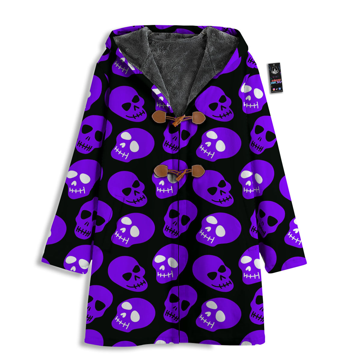 Halloween Skull Black And Purple Print Men's Windbreaker Jacket-grizzshop