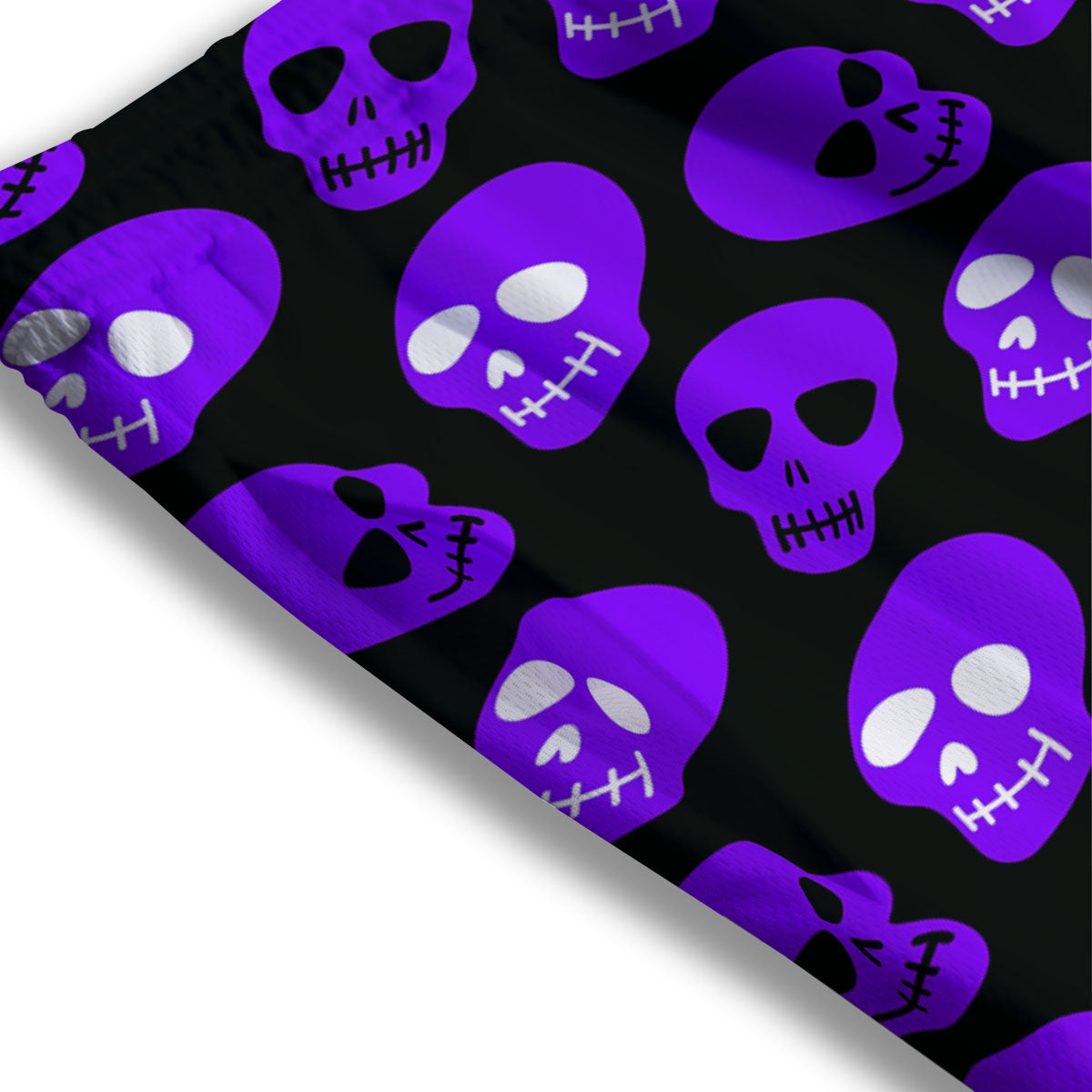 Halloween Skull Black And Purple Print Mesh Shorts