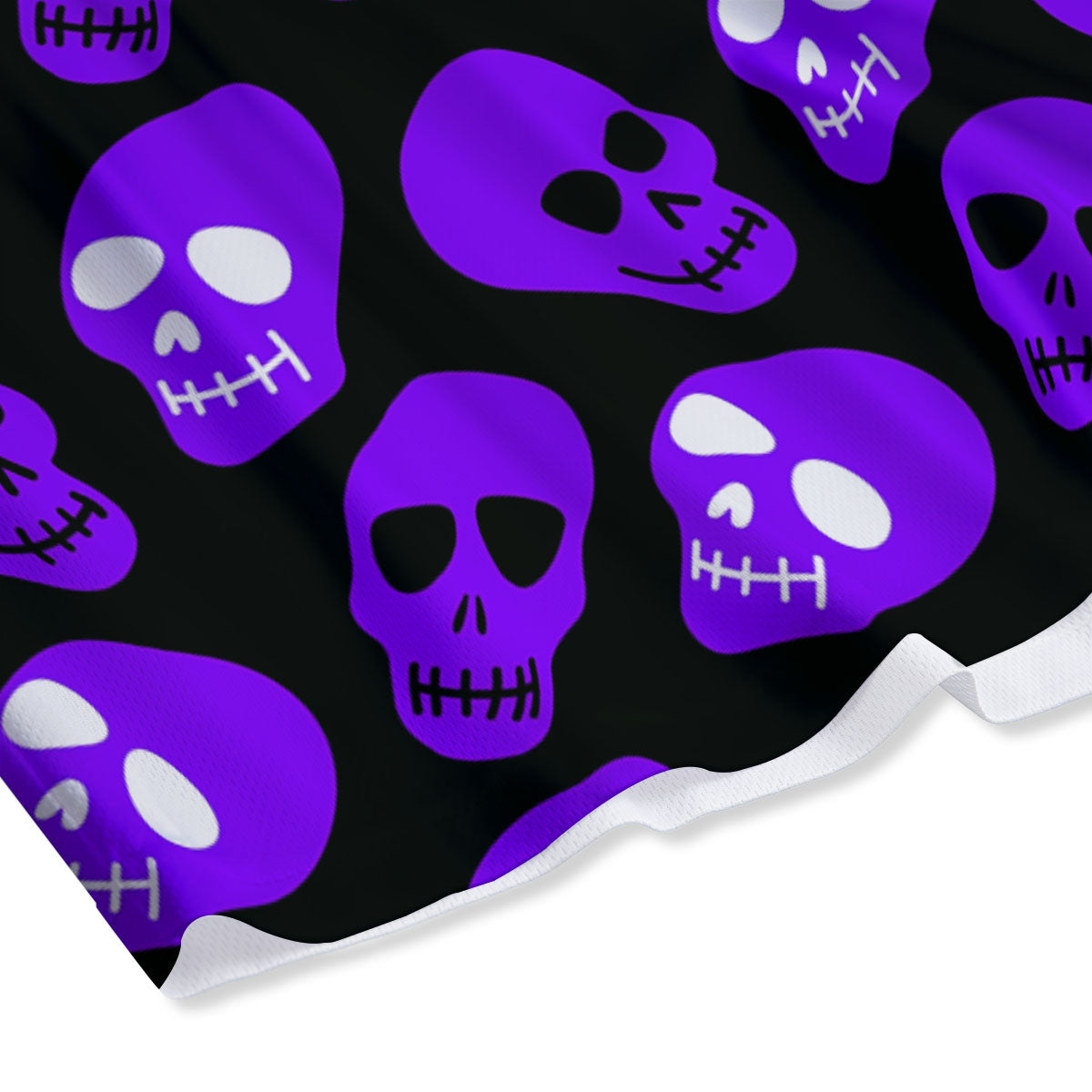 Halloween Skull Black And Purple Print Mesh Shorts