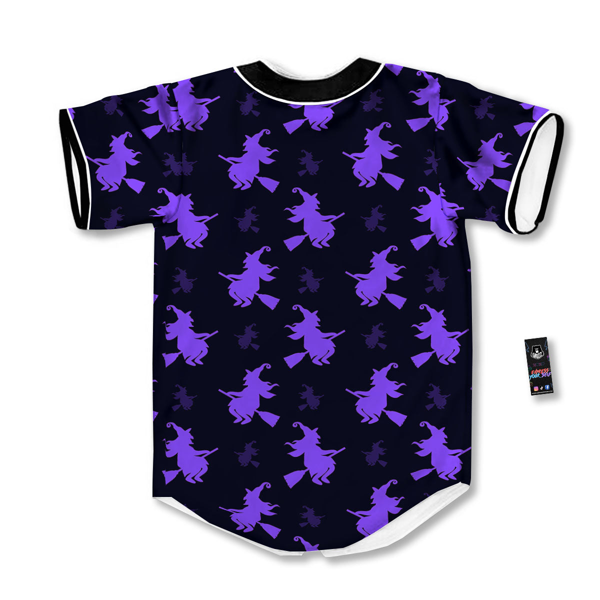 Halloween Witch Purple Print Pattern Baseball Jersey-grizzshop