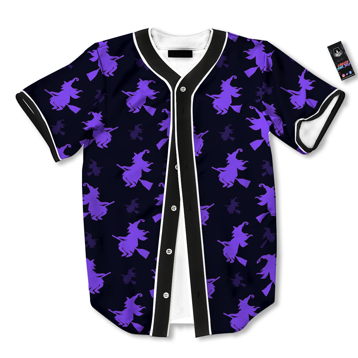Halloween Witch Purple Print Pattern Baseball Jersey-grizzshop