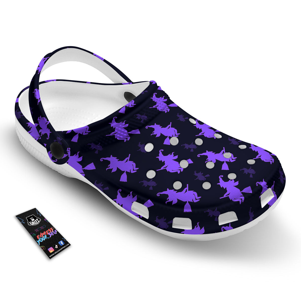 Halloween Witch Purple Print Pattern Clog-grizzshop