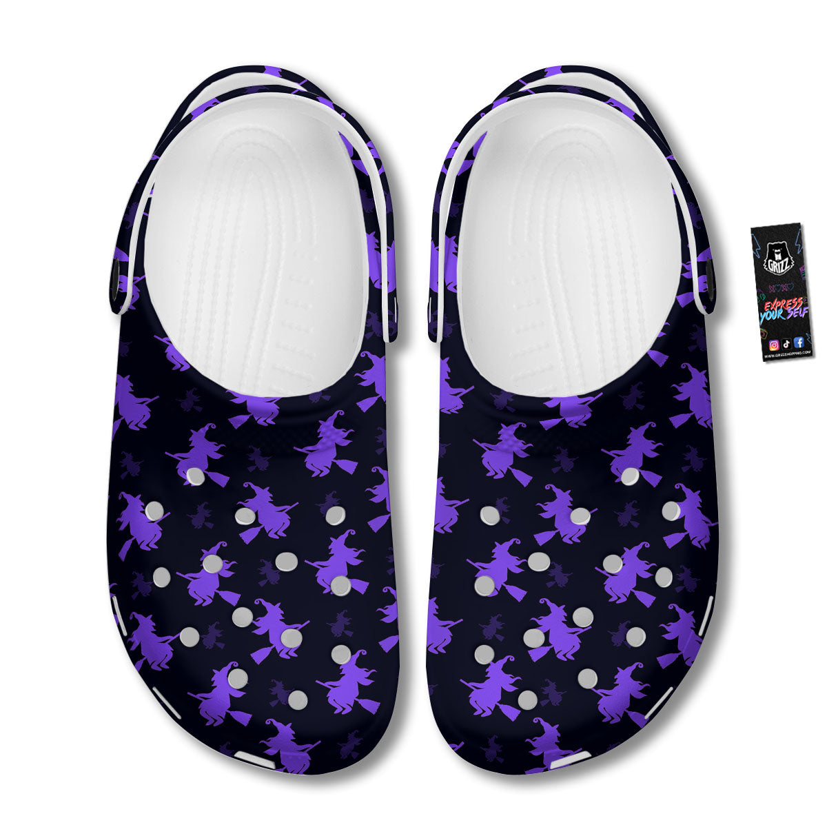 Halloween Witch Purple Print Pattern Clog-grizzshop