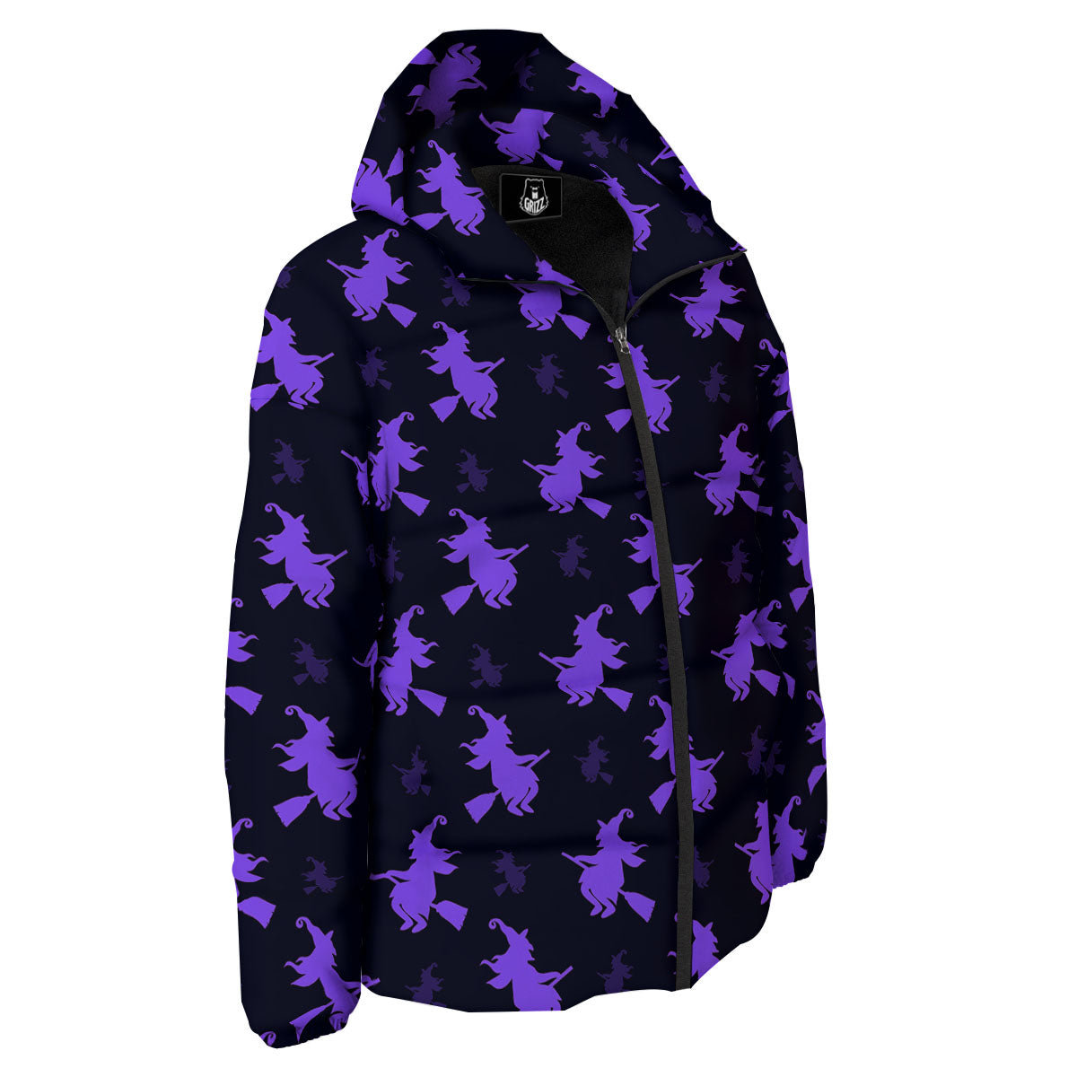 Halloween Witch Purple Print Pattern Down Jacket-grizzshop
