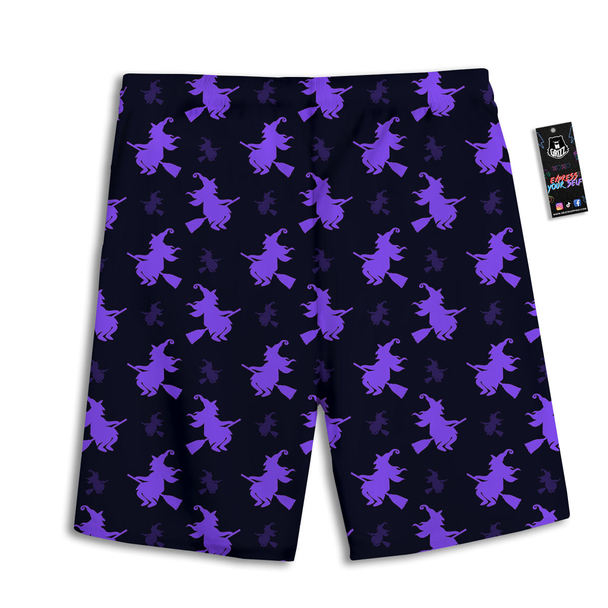 Halloween Witch Purple Print Pattern Men's Athletic Shorts