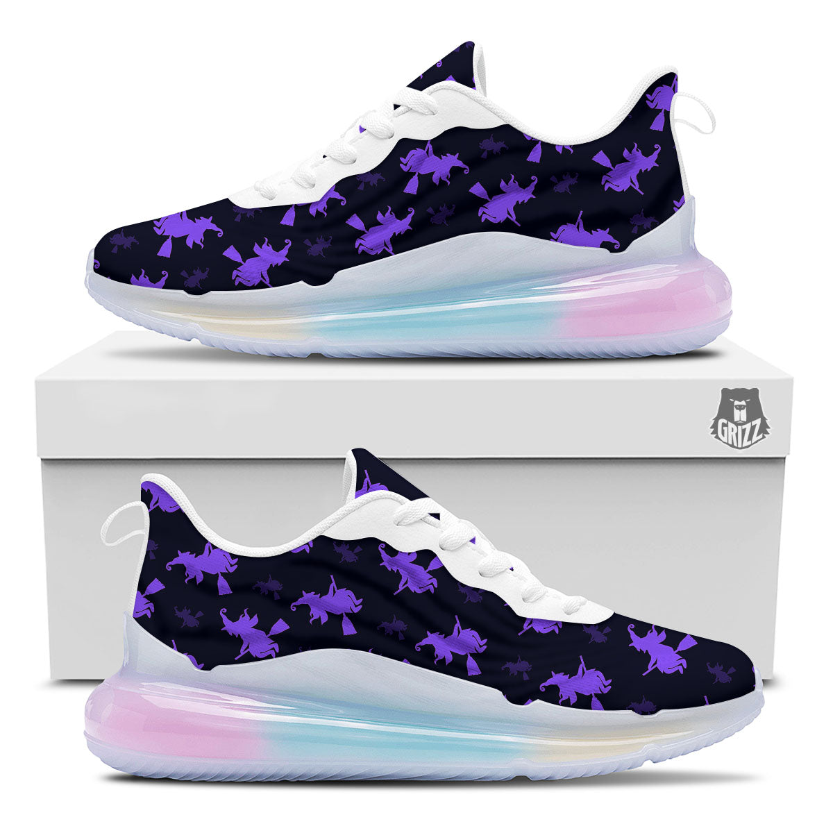 Halloween Witch Purple Print Pattern Running Sneakers-grizzshop