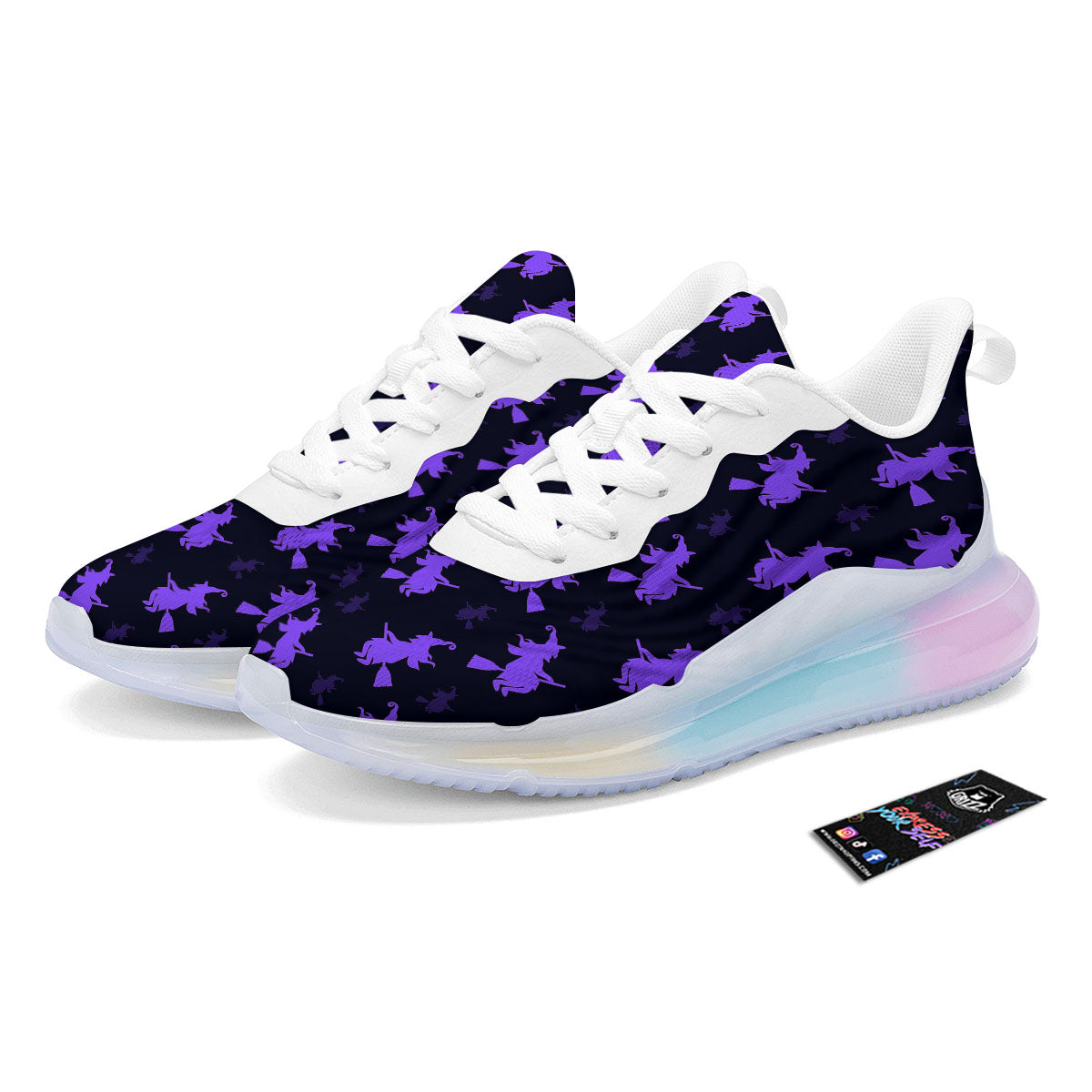 Halloween Witch Purple Print Pattern Running Sneakers-grizzshop