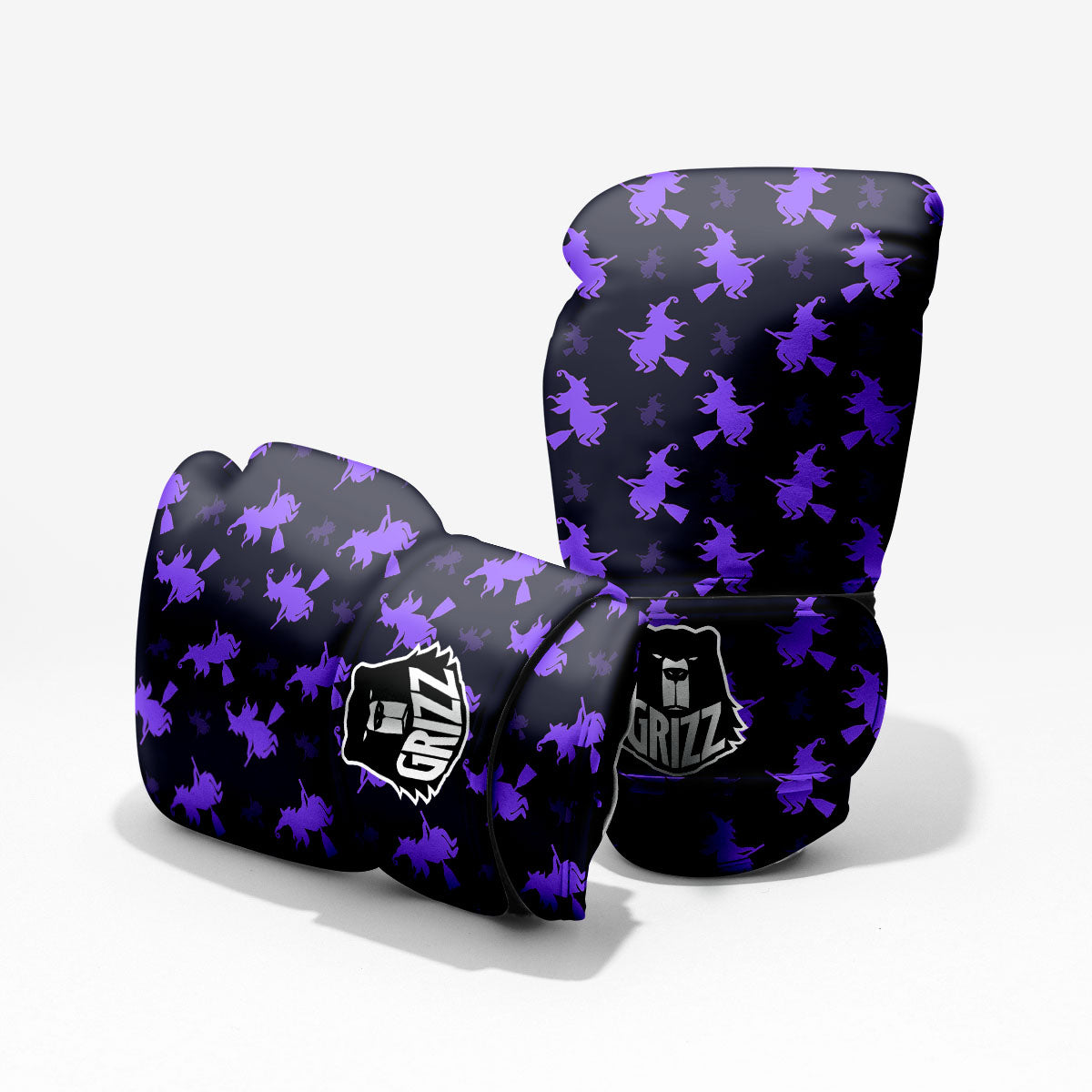 Halloween Witch Purple Print Pattern Pro Boxing Glove