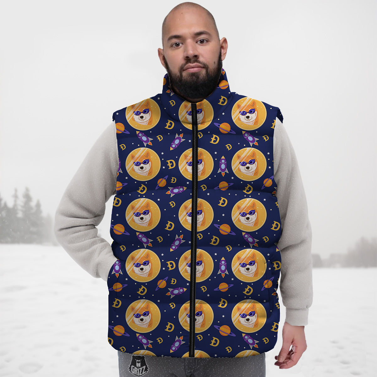 Halloween Zombie Eyes Pattern Print Down Vest