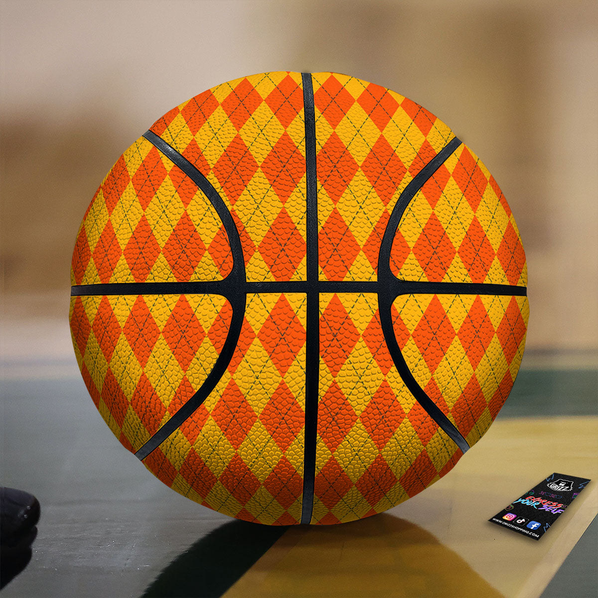 Halloween Argyle Orange Print Pattern Basketball