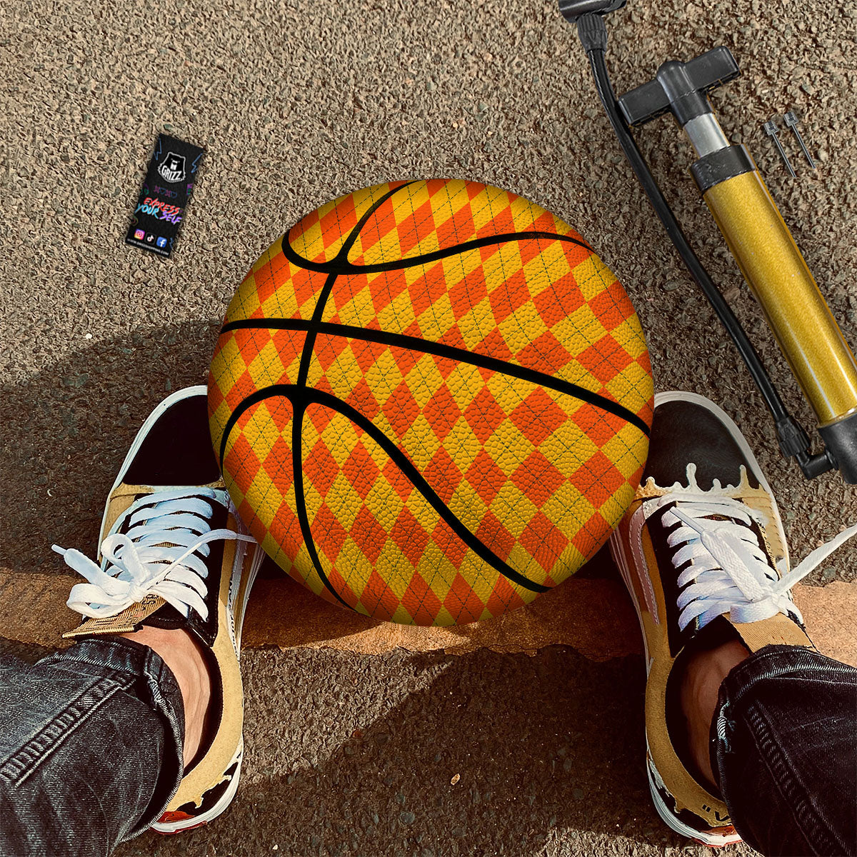 Halloween Argyle Orange Print Pattern Basketball