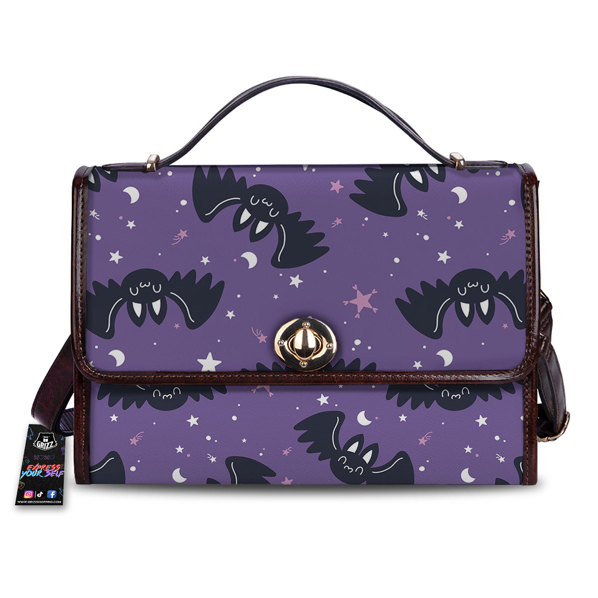 Halloween Bat Black And Purple Print Women's Satchel Bag