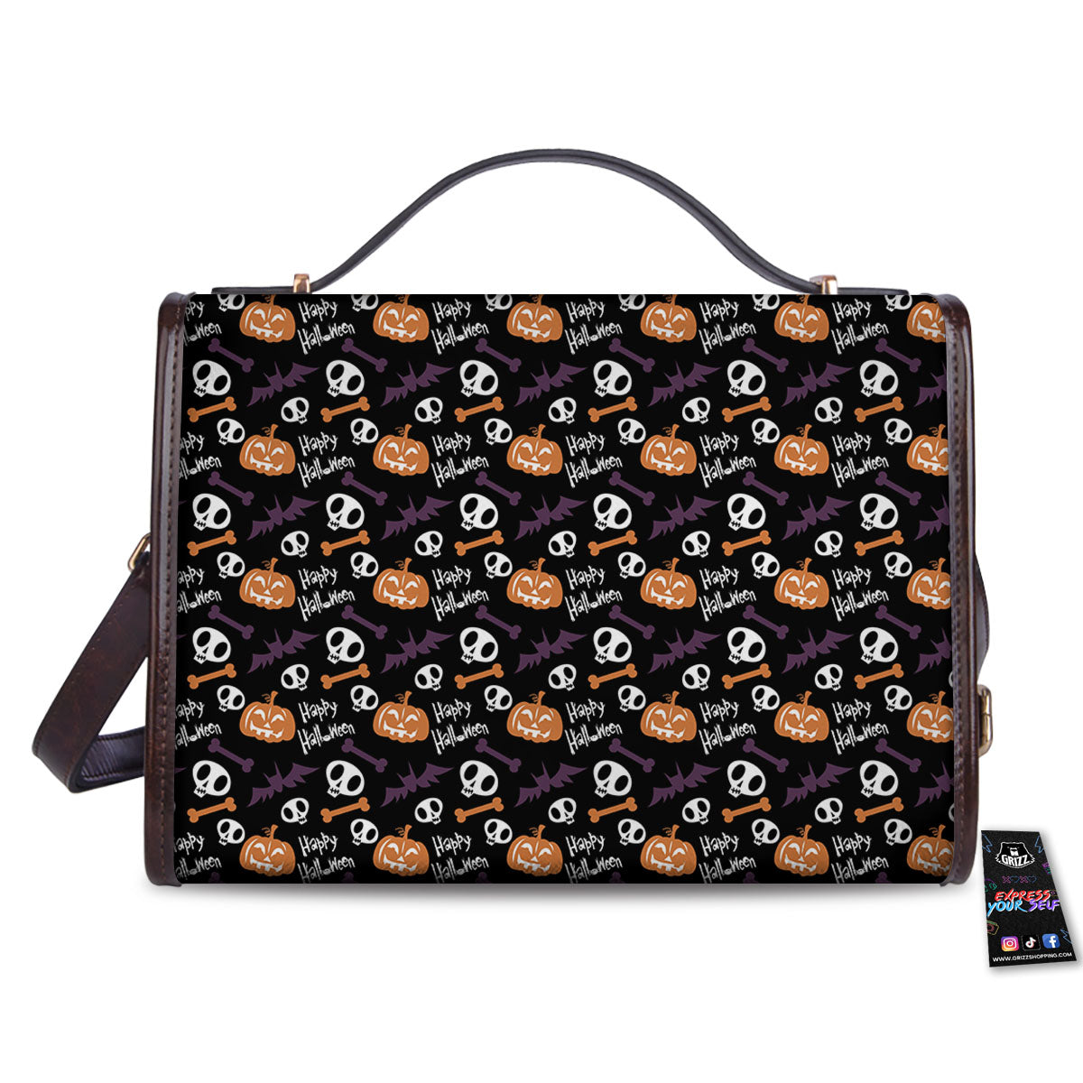 Halloween Black And Orange Print Pattern Women's Satchel Bag