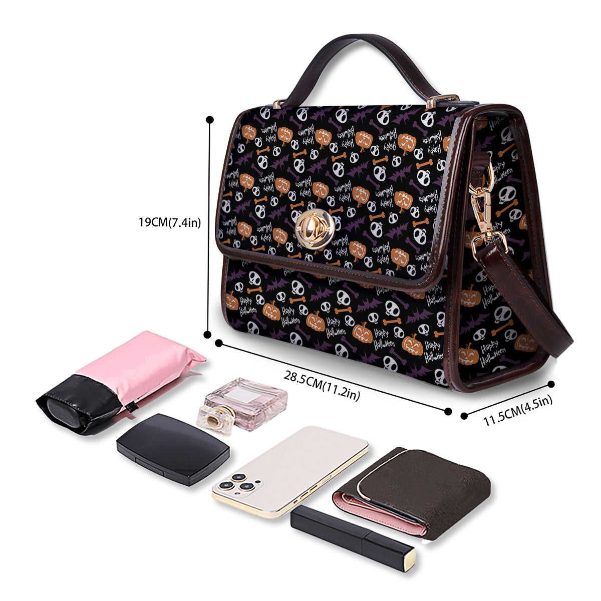 Halloween Black And Orange Print Pattern Women's Satchel Bag