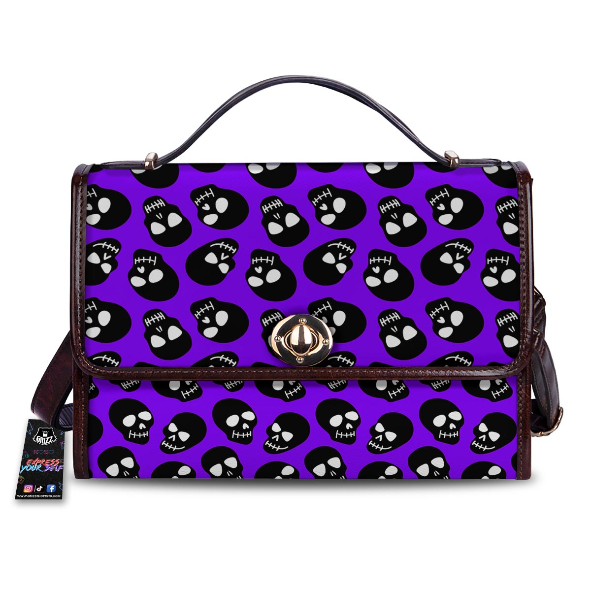 Halloween Black And Purple Print Pattern Women's Satchel Bag