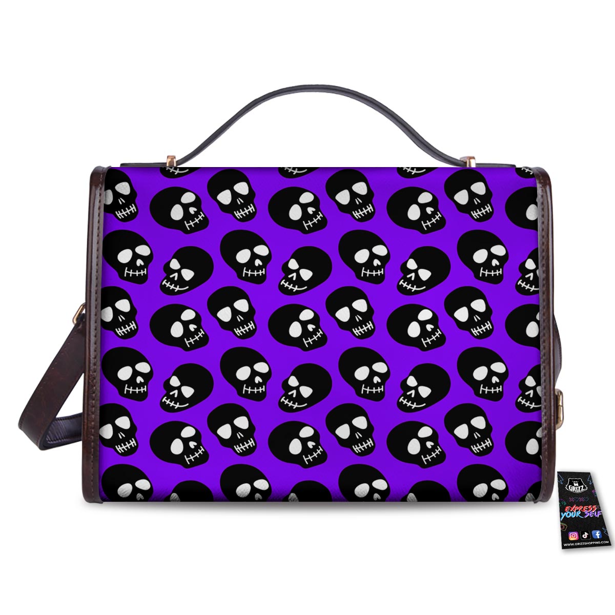 Halloween Black And Purple Print Pattern Women's Satchel Bag