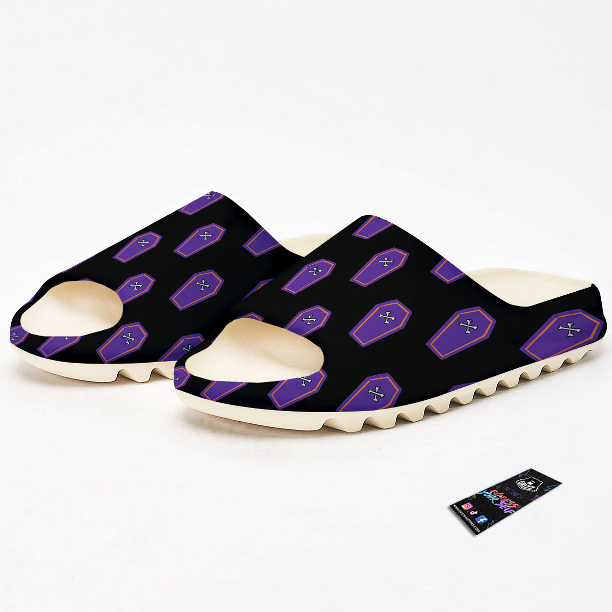 Halloween Coffin Purple Print Pattern Sandals-grizzshop
