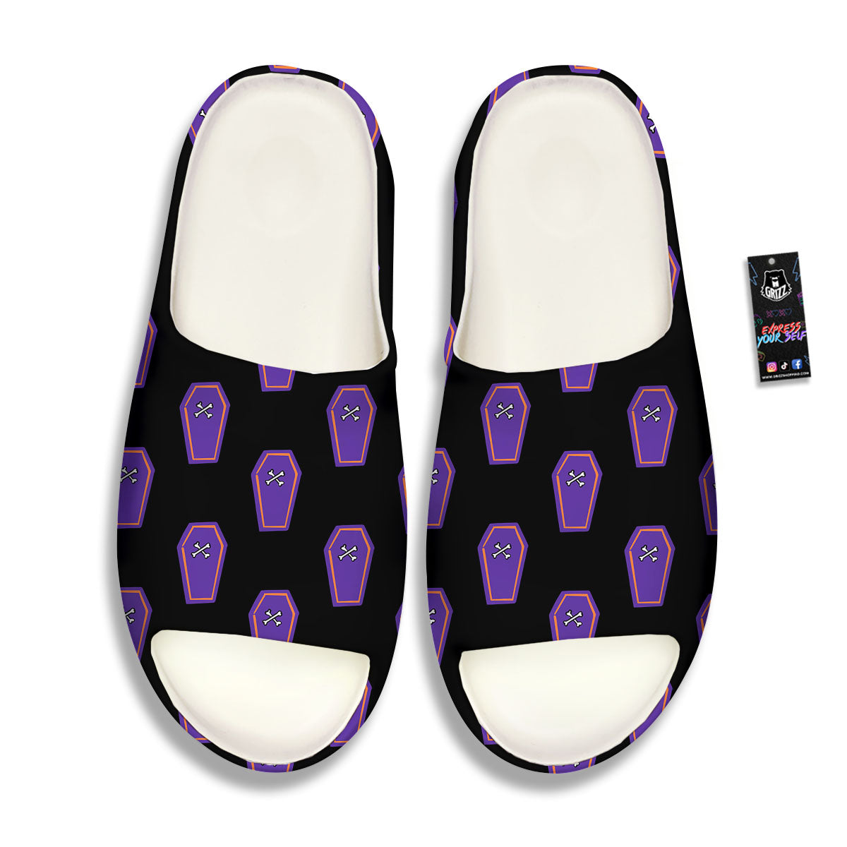 Halloween Coffin Purple Print Pattern Sandals-grizzshop