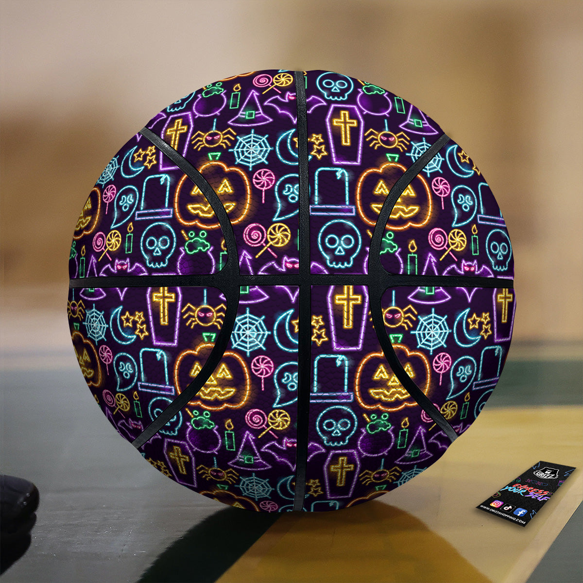 Halloween Neon Cute Print Pattern Basketball