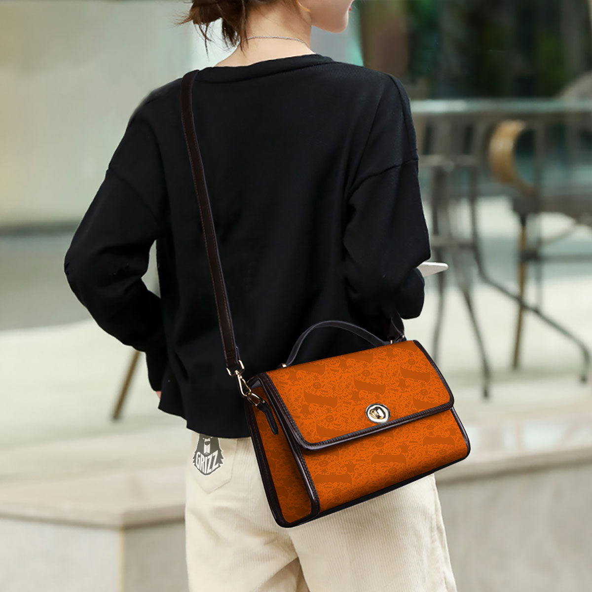 Halloween Orange Print Pattern Women's Satchel Bag